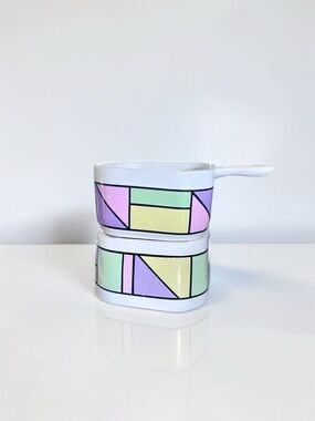 Memphis Style Fondue Pot Pastel Geometric Retro Kitchen Gift